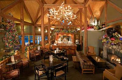 Commercial restaurant, hotel, foyer lighting, fish in new outlets for Christmas lights in Banff by First Aid Electric electricians.