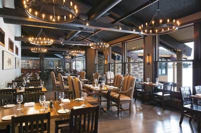 Commercial restaurant dining room lighting by First Aid Electric Calgary electricians.